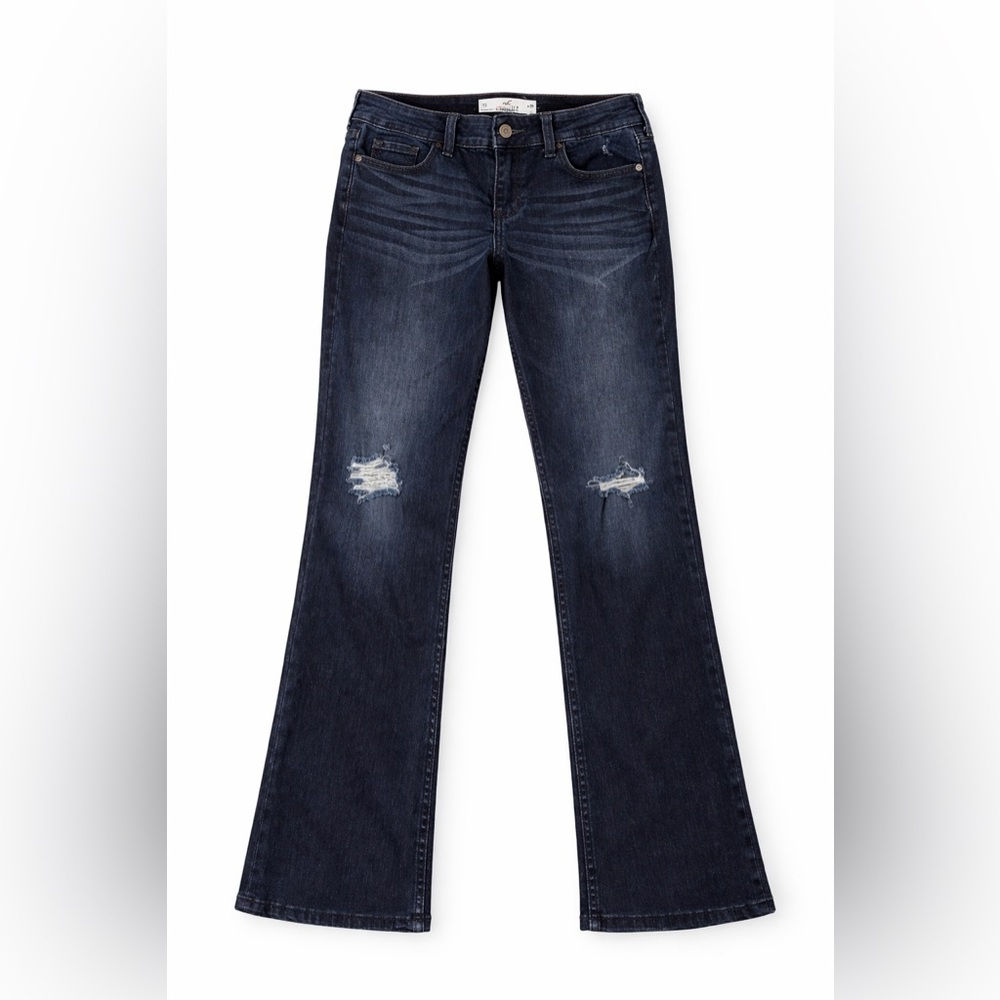 Hollister Distressed Dark Blue Flare Jeans Size 28x30